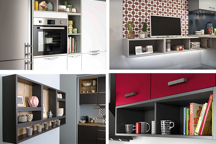 Petite cuisine équipée avec niches déco