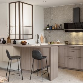 Cuisine équipée bois aspect brut