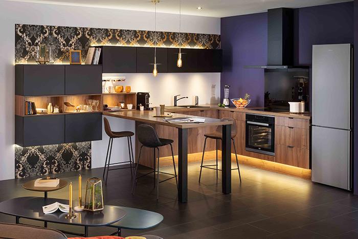 Cuisine avec crédence en verre déco