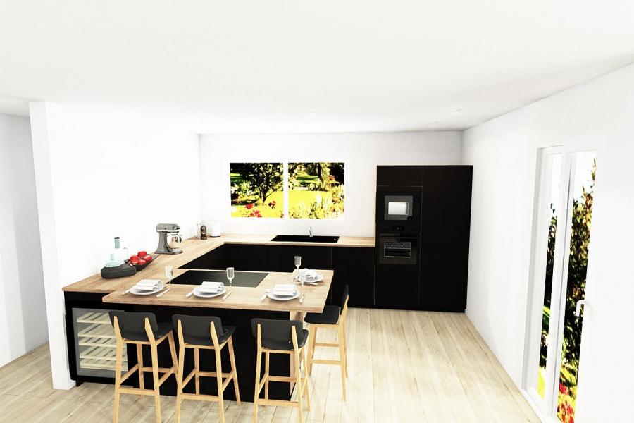 Une cuisine ultra moderne en bois et noir pour Caroline, une cuisine réalisée par SoCoo'c Ancenis