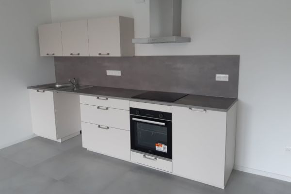 Cuisine linéaire lin et ciment, une cuisine réalisée par SoCoo'c Selestat