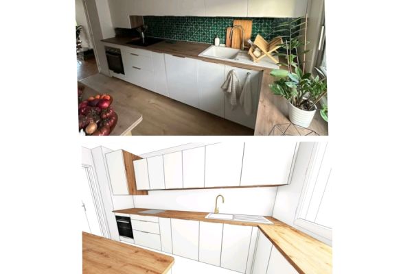  rénovation cuisine fermée en lin et cosy , une cuisine réalisée par SoCoo'c Marseille Cantini