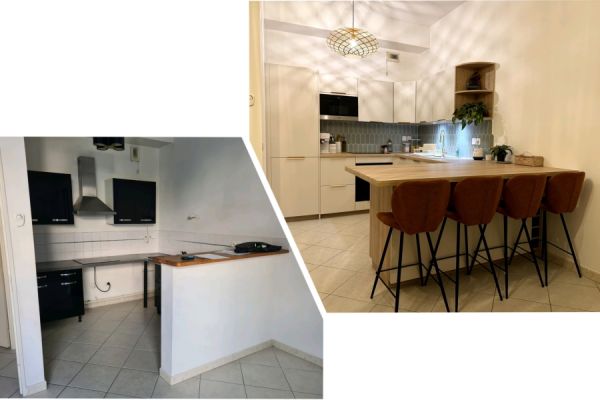   Rénovation complète Cuisine ouverte en U, une cuisine réalisée par SoCoo'c Marseille Cantini