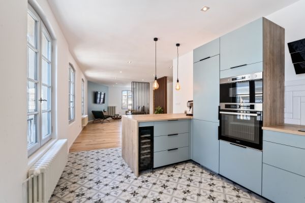 VERT PASTEL ET CHENE VINTAGE, une cuisine réalisée par SoCoo'c Avignon Vedene