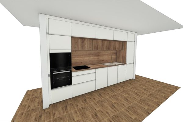 cuisine linéaire blanc et bois , une cuisine réalisée par SoCoo'c Marseille Cantini