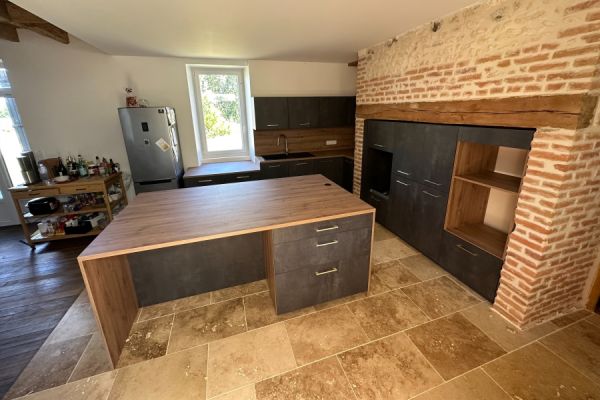 Cuisine Cimento et Bois Cosy, une cuisine réalisée par SoCoo'c Périgueux