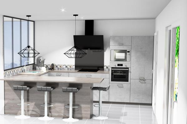 Cuisine en U avec coin repas, une cuisine réalisée par SoCoo'c Troyes